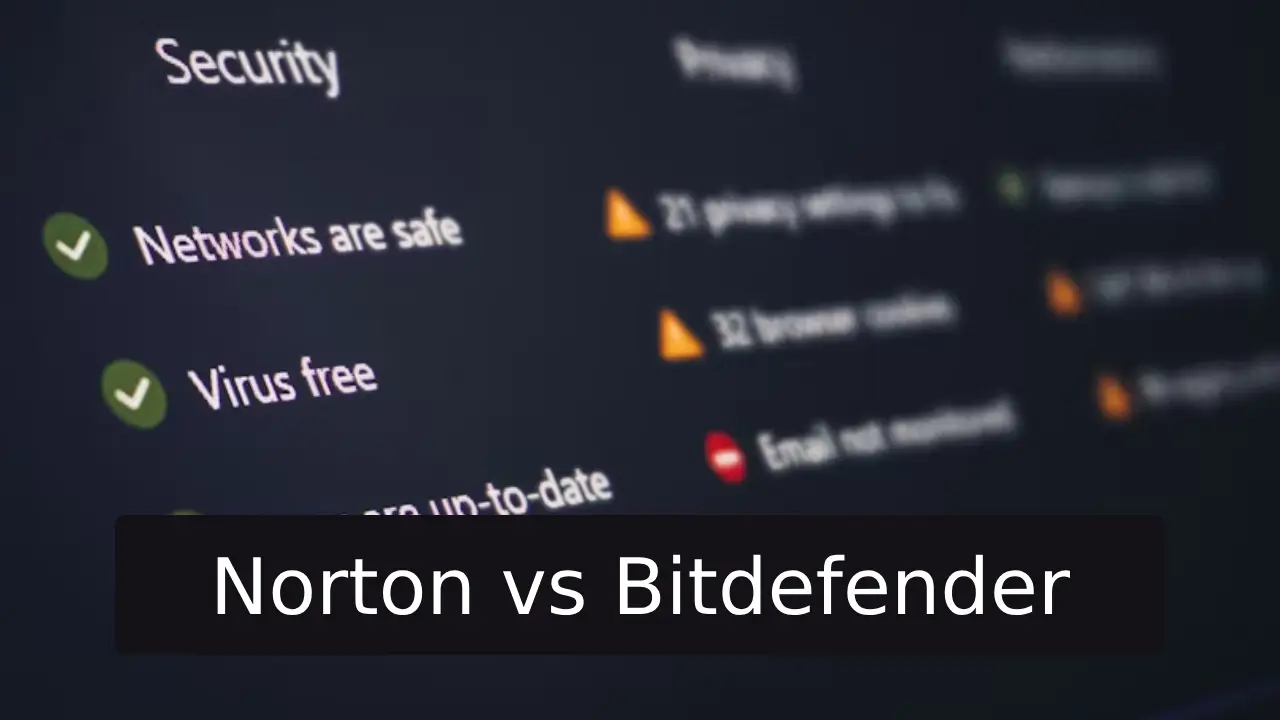 Norton vs Bitdefender antivirus software comparison graphic